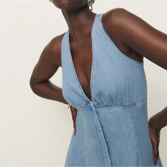 NWT Reformation Sebastian Denim Midi Dress Savannah Button Front Size 6 - Picture 7 of 14